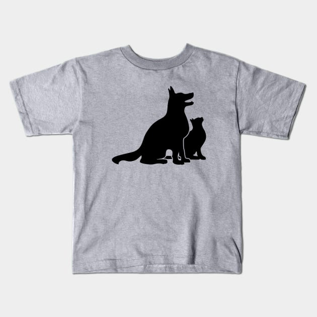 Dog and Cat Best Friends Kids T-Shirt by hobrath
